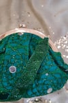 Shop_Feza Bags_Emerald Green Cutdana Monotone Embroidered Clutch _at_Aza_Fashions