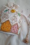 Feza Bags_White Cutdana Flower Applique Embroidered Potli _Online_at_Aza_Fashions