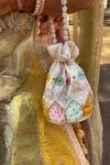 Buy_Feza Bags_White Cutdana Flower Applique Embroidered Potli _Online_at_Aza_Fashions