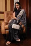 Shop_Feza Bags_Silver Cutdana Elixir Floral Embroidered Clutch _at_Aza_Fashions