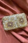 Buy_Feza Bags_Gold Cutdana Elixir Floral Embroidered Clutch With Sling _at_Aza_Fashions