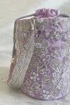 FEZA BAGS_Purple Sequin And Cutdana Elixir Floret Embroidered Cylinder Bag_Online_at_Aza_Fashions