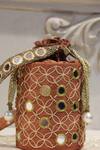 Shop_FEZA BAGS_Orange Mirror And Thread Juno Embroidered Cylinder Bag_Online_at_Aza_Fashions