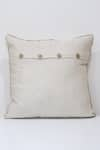 Shop_Linen Bloom_Beige 100% Pure Linen Horse Applique Thread Embroidered And Checkered Work Cushion _at_Aza_Fashions