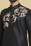 Shop Arihant Rai Sinha Black Silk Embroidery Diagonal Kurta Set Online at Aza Fashions Shop_Arihant Rai Sinha_Black Silk Embroidery Diagonal Kurta Set _Online_at_Aza_Fashions