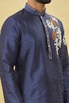 Shop_Arihant Rai Sinha_Blue Silk Embroidery Placement Paisley Kurta Set _Online_at_Aza_Fashions