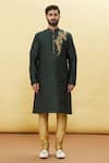 Arihant Rai Sinha_Green Silk Embroidery Bodice Kurta And Churidar Set _Online_at_Aza_Fashions