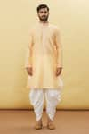 Arihant Rai Sinha_Beige Silk Embroidery Thread Tonal Kurta And Dhoti Pant Set _Online_at_Aza_Fashions