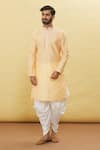 Buy_Arihant Rai Sinha_Beige Silk Embroidery Thread Tonal Kurta And Dhoti Pant Set _Online_at_Aza_Fashions