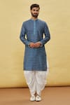 Buy_Arihant Rai Sinha_Blue Silk Printed Floral Kurta Set _Online_at_Aza_Fashions