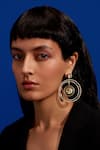 Buy_Aulerth X Shivan and Narresh_Black Stone Numisma Annular Embellished Cutwork Earrings _at_Aza_Fashions