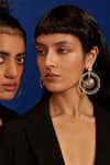 Aulerth X Shivan and Narresh_Black Stone Numisma Annular Embellished Cutwork Earrings _Online_at_Aza_Fashions