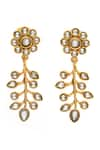 Shop_Aulerth X Suneet Varma_White Engineered Stones Rosa Vine Embellished Earrings _at_Aza_Fashions