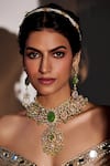 Buy_Aulerth X Suneet Varma_Green Engineered Stones Shae Embellished Long Dangler Earrings_Online_at_Aza_Fashions