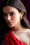 Buy_Aulerth X Suneet Varma_Red Engineered Stones Parisa Embellished Stud Earrings_at_Aza_Fashions
