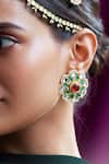 Shop_Aulerth X Suneet Varma_Green Engineered Stones Roya Embellished Stud Earrings_at_Aza_Fashions