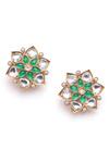 Shop_Aulerth X Suneet Varma_Green Engineered Stones Olea Embellished Stud Earrings _at_Aza_Fashions