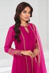 Buy_Almaari By Pooja Patel_Pink Chanderi Sequins, Applique Placement Aari Embroidered Anarkali Pant Set _Online_at_Aza_Fashions