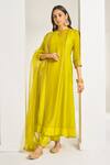 Buy_Almaari By Pooja Patel_Yellow Lining , Soft Placement Embroidered Anarkali Pant Set_at_Aza_Fashions