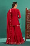 Shop_Almaari By Pooja Patel_Red Chanderi Embroidery, Sequins, Gota Patti Aari Pita Kurta Sharara Set _at_Aza_Fashions