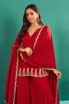 Buy_Almaari By Pooja Patel_Red Chanderi Embroidery, Sequins, Gota Patti Aari Pita Kurta Sharara Set _Online_at_Aza_Fashions