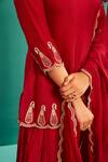 Shop_Almaari By Pooja Patel_Red Chanderi Embroidery, Sequins, Gota Patti Aari Pita Kurta Sharara Set _Online_at_Aza_Fashions