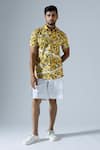 Buy_KLAD_Yellow Cotton Print Mosaic Shirt With Shorts _at_Aza_Fashions