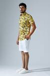 KLAD_Yellow Cotton Print Mosaic Shirt With Shorts _Online_at_Aza_Fashions