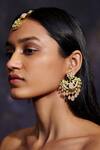 Buy_Aulerth X Tribe Amrapali_Pink Engineered Stones Ethereal Swan Embellished Dangler Earrings _at_Aza_Fashions