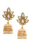 Buy_Aulerth X Tribe Amrapali_White Engineered Stones Gulmohar Embellished Jhumka Earrings _at_Aza_Fashions