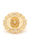 Shop Aulerth X JJ Valaya White Imitation Diamonds Amelia Stone Embellished Ring at Aza Fashions Shop_Aulerth X JJ Valaya_White Imitation Diamonds Amelia Stone Embellished Ring _at_Aza_Fashions