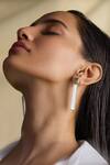 Buy_Aulerth X JJ Valaya_White Stones Amelia Geometric Cut Work Earrings _at_Aza_Fashions