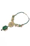 Aulerth X JJ Valaya_Green Rumeli Embellished Necklace _at_Aza_Fashions