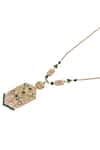 Aulerth X JJ Valaya_Green Rumeli Angular Necklace _at_Aza_Fashions