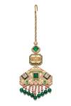 Shop_Aulerth X JJ Valaya_Green Emerald Embellished Maangtikka _at_Aza_Fashions