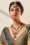 Aulerth X JJ Valaya_Green Emerald Embellished Maangtikka _Online_at_Aza_Fashions