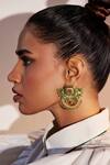 Buy_Aulerth X JJ Valaya_Green Engineered Stones Rumeli Majestic Earrings _Online_at_Aza_Fashions