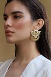 Buy_Aulerth X JJ Valaya_White Engineered Stones Amelia Majestic Earrings _at_Aza_Fashions