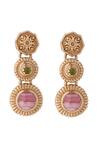 Shop_Aulerth X JJ Valaya_Pink Engineered Stones Embellished Drop Earrings _at_Aza_Fashions