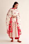 Roze_Red Anarkali And Pant Pure Chanderi Printed Floral U-neck Khushbu Set _at_Aza_Fashions