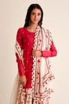 Roze_Red Chanderi, Organza Embroidery, Shabnam Floral Print Gharara Kurta Set _at_Aza_Fashions