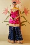 Buy_Angad Singh_Pink Silk Embroidered Zari Leaf Floral Kurta Sharara Set_at_Aza_Fashions