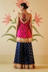 Shop_Angad Singh_Pink Silk Embroidered Zari Leaf Floral Kurta Sharara Set_at_Aza_Fashions