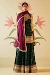 Buy_Angad Singh_Green Silk Embroidered Gotta Patti Leaf Zari Kurta Sharara Set_at_Aza_Fashions