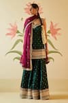 Angad Singh_Green Silk Embroidered Gotta Patti Leaf Zari Kurta Sharara Set_Online_at_Aza_Fashions