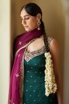 Shop_Angad Singh_Green Silk Embroidered Gotta Patti Leaf Zari Kurta Sharara Set_Online_at_Aza_Fashions