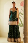 Angad Singh_Green Silk Embroidered Gotta Patti Leaf Zari Kurta Sharara Set_at_Aza_Fashions