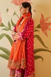 Angad Singh_Pink Silk Embroidered Appliques V Neck Floral Choga Pant Set_at_Aza_Fashions