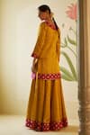 Buy_Angad Singh_Yellow Satin Silk Embroidered Floral V Neck Resham Kurta Sharara Set _Online_at_Aza_Fashions