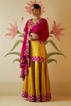 Buy_Angad Singh_Yellow Satin Silk Embroidered Floral V Neck Resham Kurta Sharara Set 